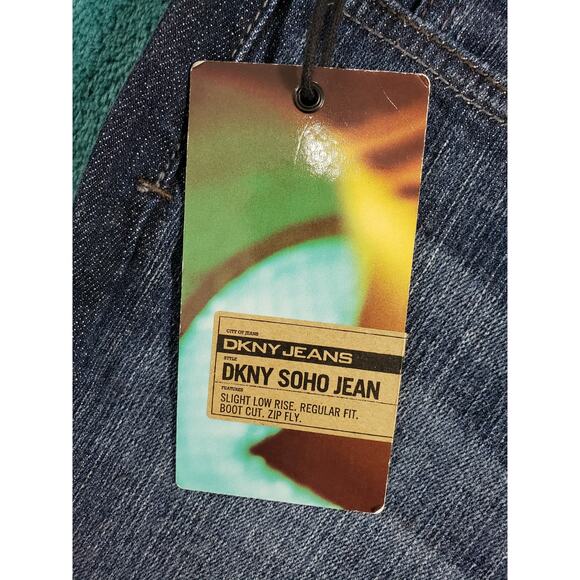 DKNY Jeans Size 4 Short Womens Blue Stretch Pants Mid Rise SOHO Flared NWT - Picture 4 of 16